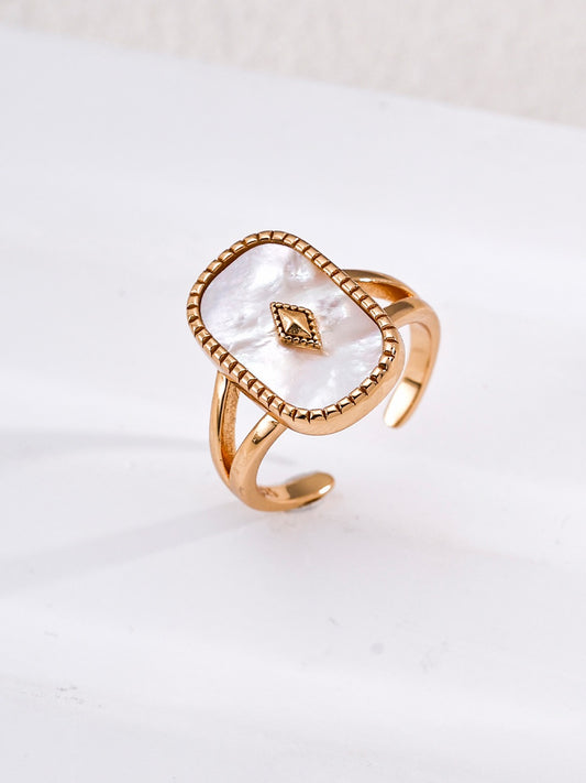 Vintage Lapis & Mother of Pearl Adjustable Ring — view 2