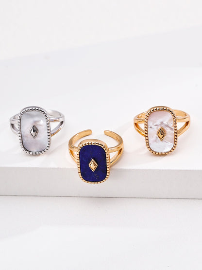 Vintage Lapis & Mother of Pearl Adjustable Ring