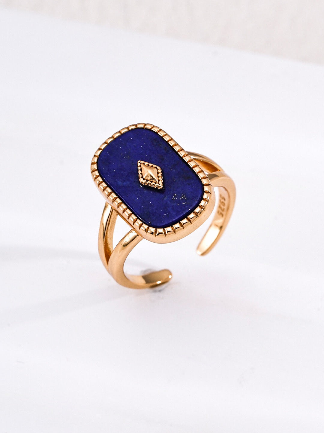 Vintage Lapis & Mother of Pearl Adjustable Ring
