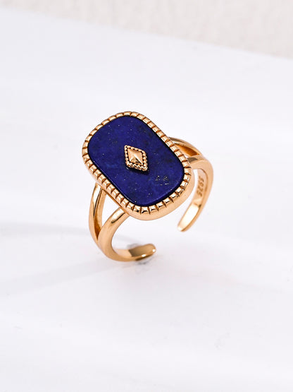 Vintage Lapis & Mother of Pearl Adjustable Ring