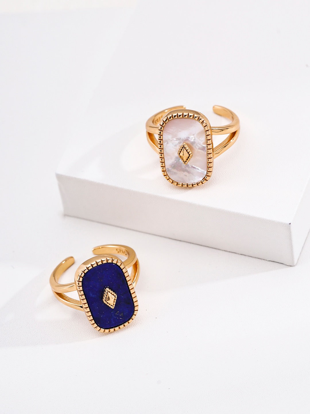 Vintage Lapis & Mother of Pearl Adjustable Ring