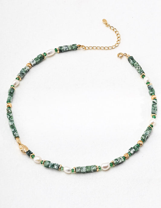 Verdant Jade & Freshwater Pearl Necklace