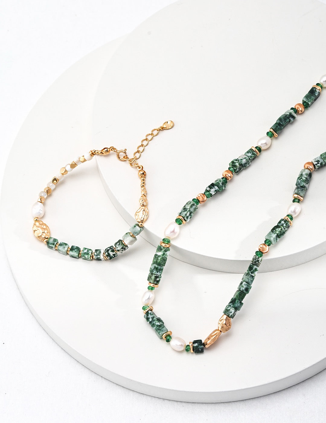 Verdant Jade & Freshwater Pearl Necklace