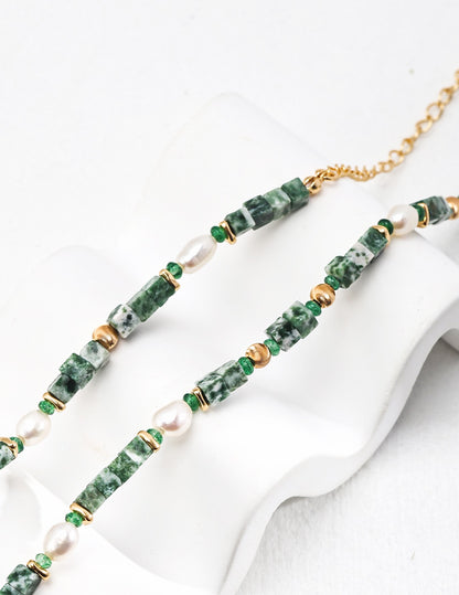Verdant Jade & Freshwater Pearl Necklace