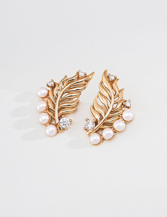 Feuille Pearl Cluster Earrings – view 2