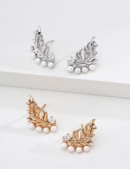 Feuille Pearl Cluster Earrings – view 4