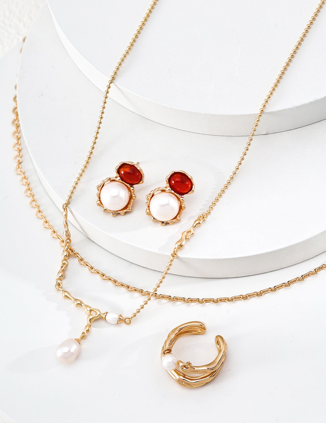 Lava Pearl Drop Necklace – view 4