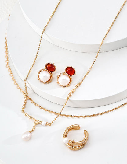 Lava Pearl Drop Necklace – view 4
