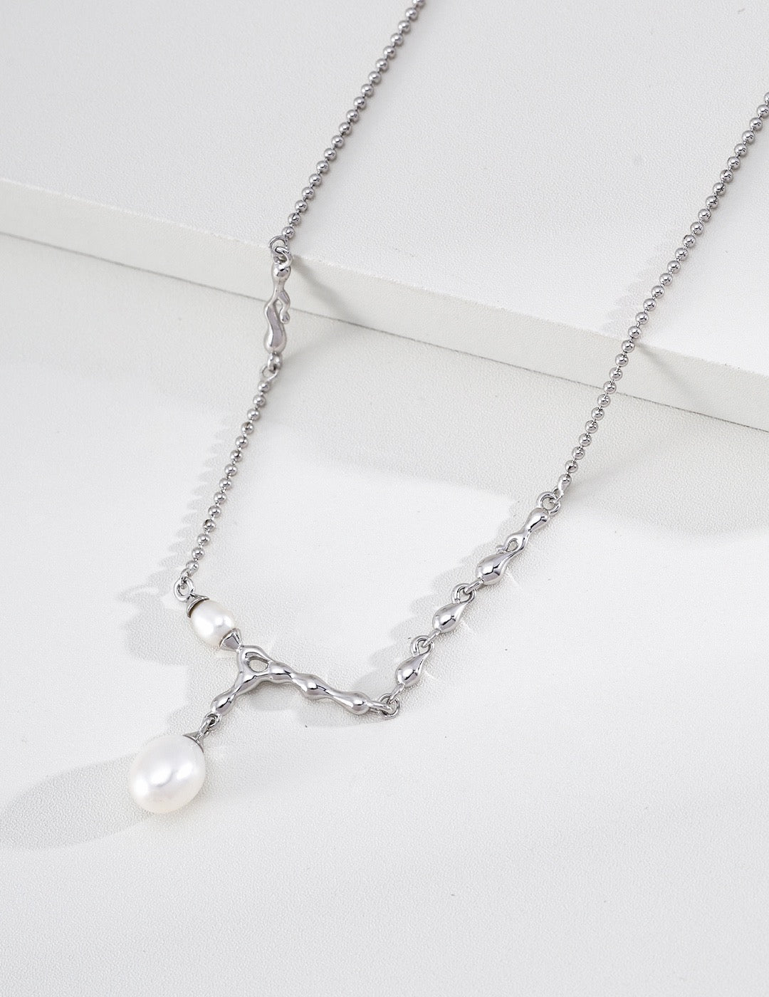 Lava Pearl Drop Necklace
