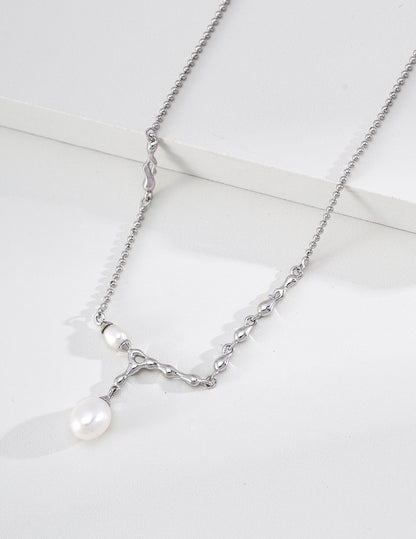 Lava Pearl Drop Necklace