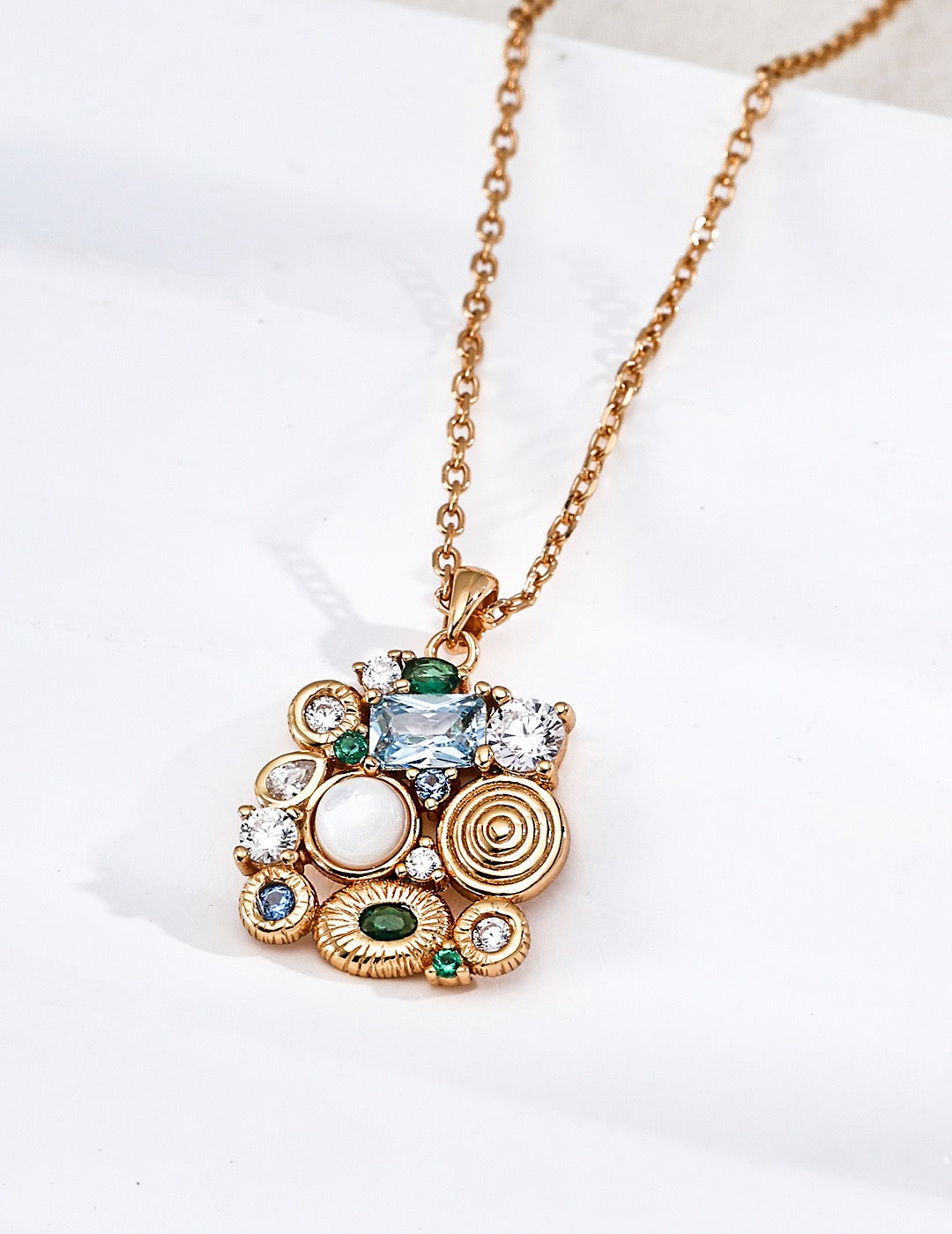 Mosaïque Gemstone Pendant Necklace – view 2