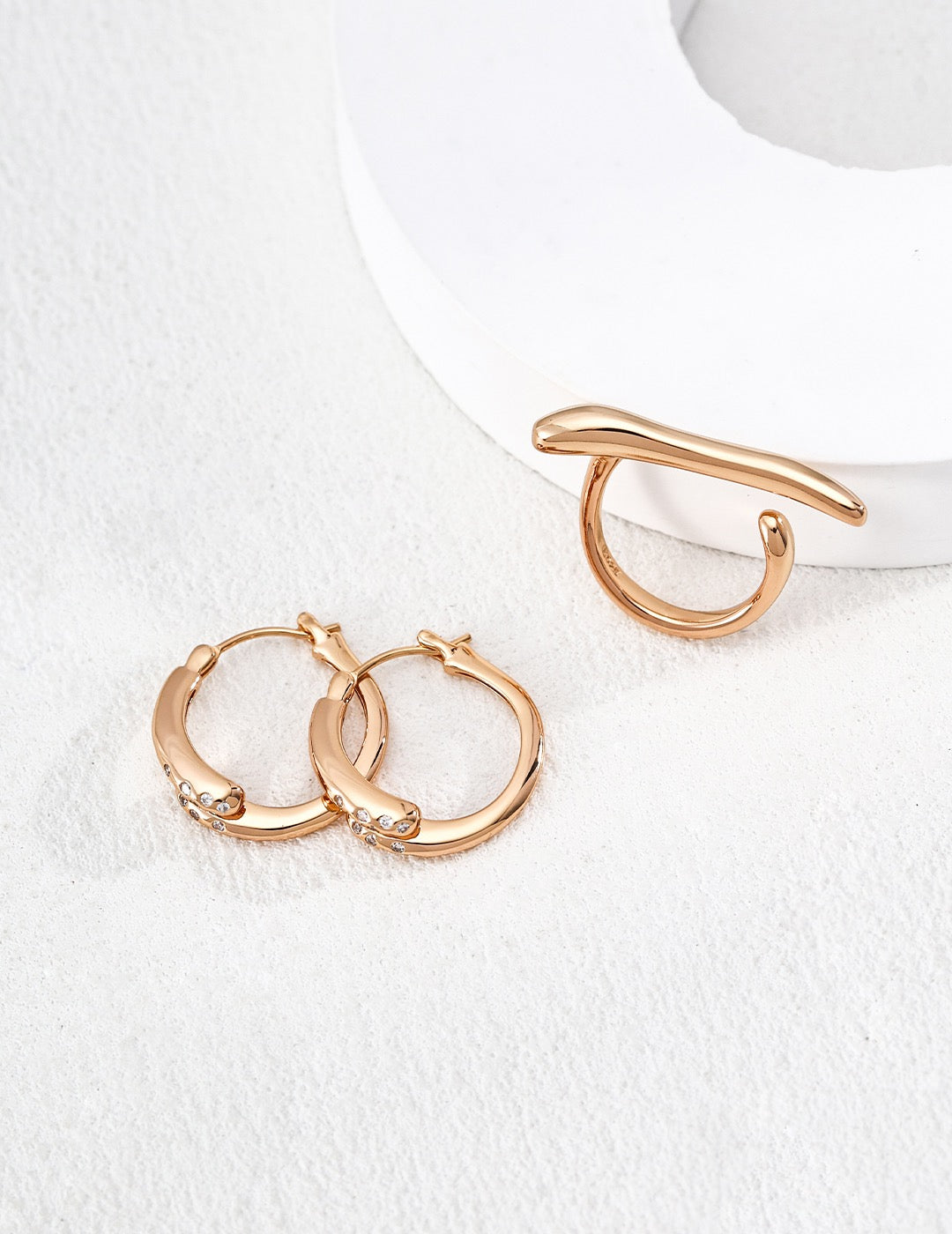 Ligne Crystal Huggie Earrings – view 3