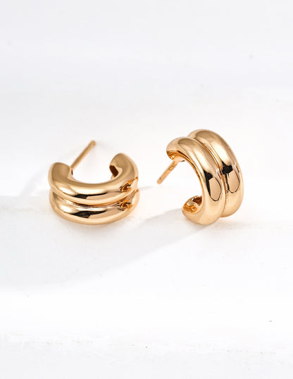 Trinité triple-band huggie earrings in 18K gold-plated sterling silver