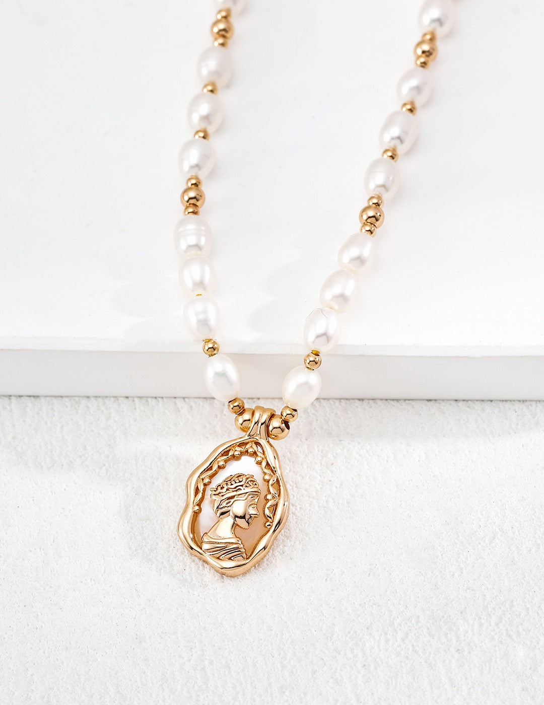 Rosette Pearl Strand Necklace — product view