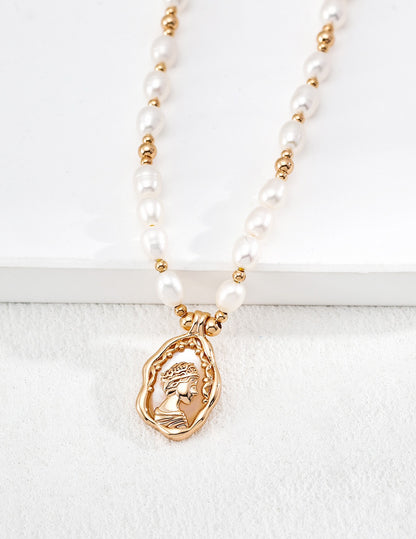 Rosette Pearl Strand Necklace — product view