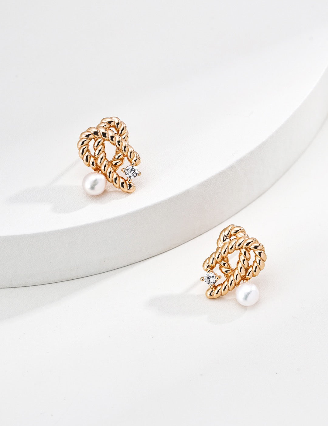 Argent Pearl Leaf Earrings — view 1