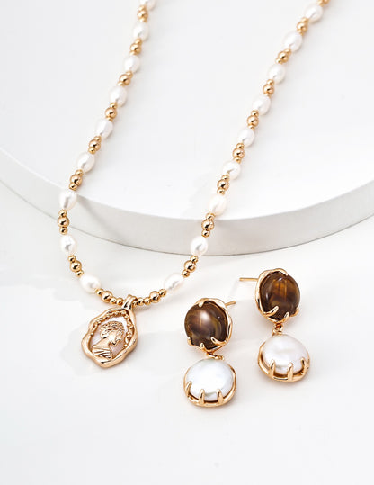 Rosette Pearl Strand Necklace