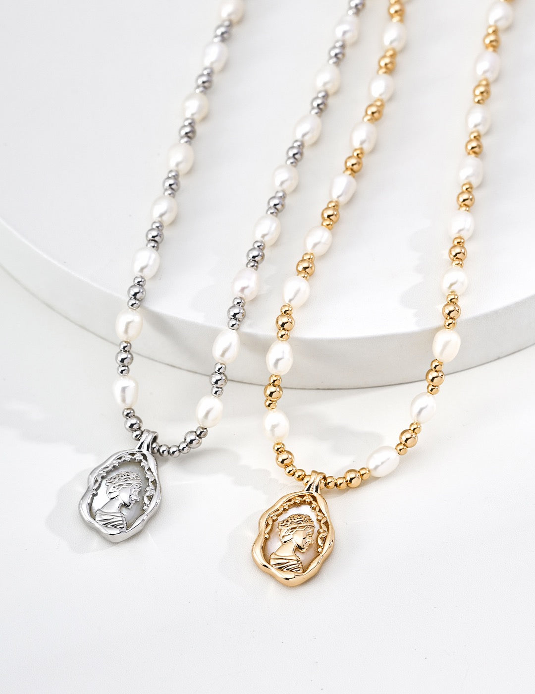 Rosette Pearl Strand Necklace — view 3