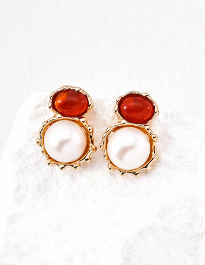Rouge Pearl Drop Earrings