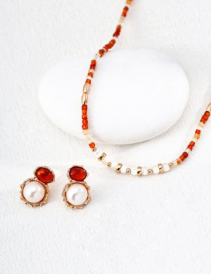 Rouge Pearl Drop Earrings — view 3