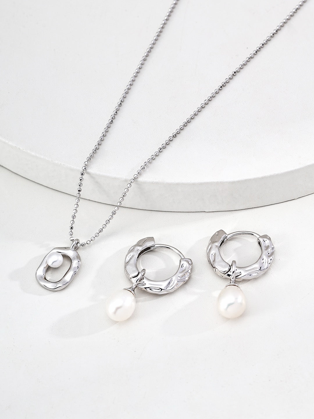 Halo Pearl Pendant Necklace — view 3