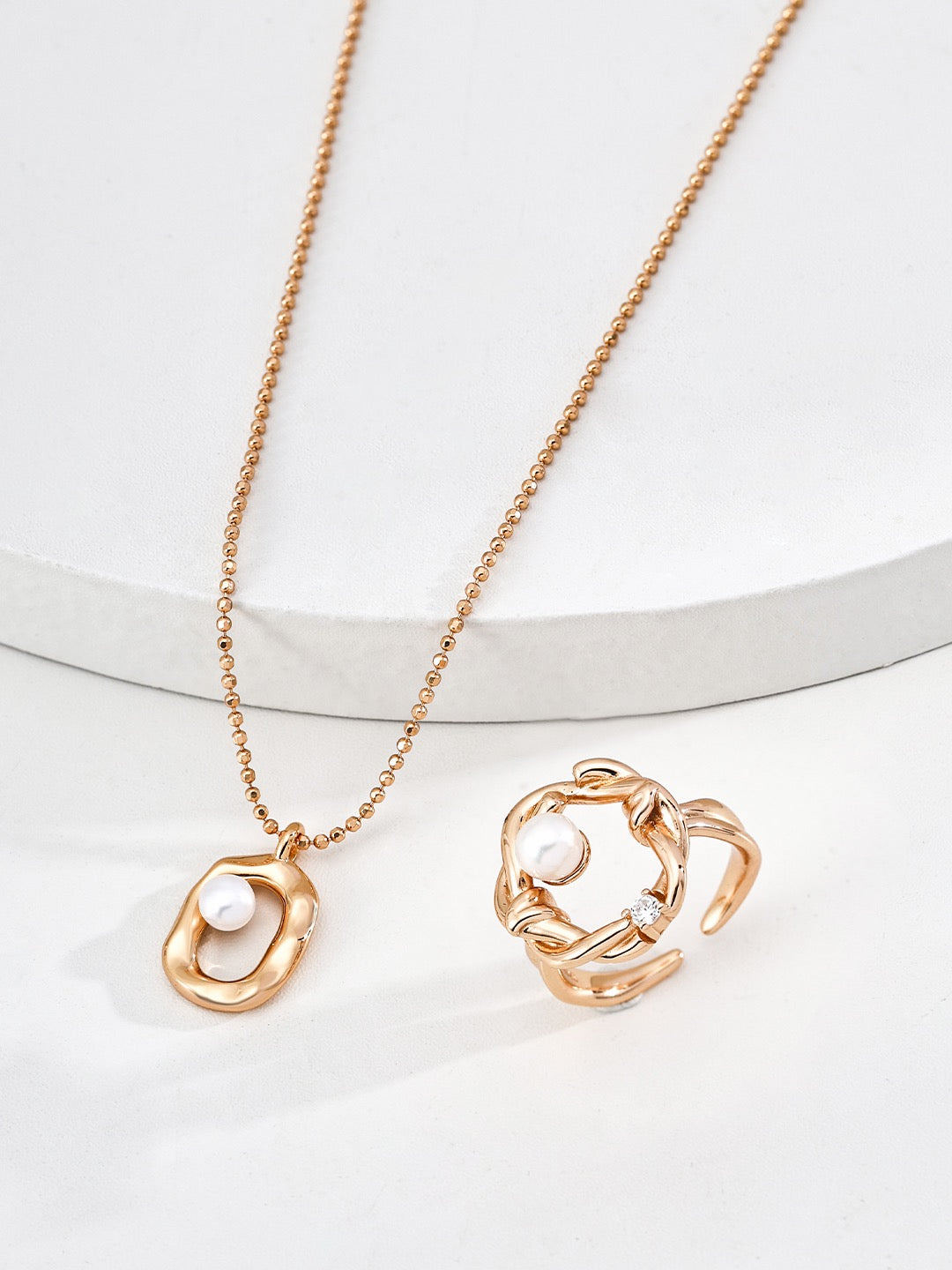 Halo Pearl Pendant Necklace — view 2