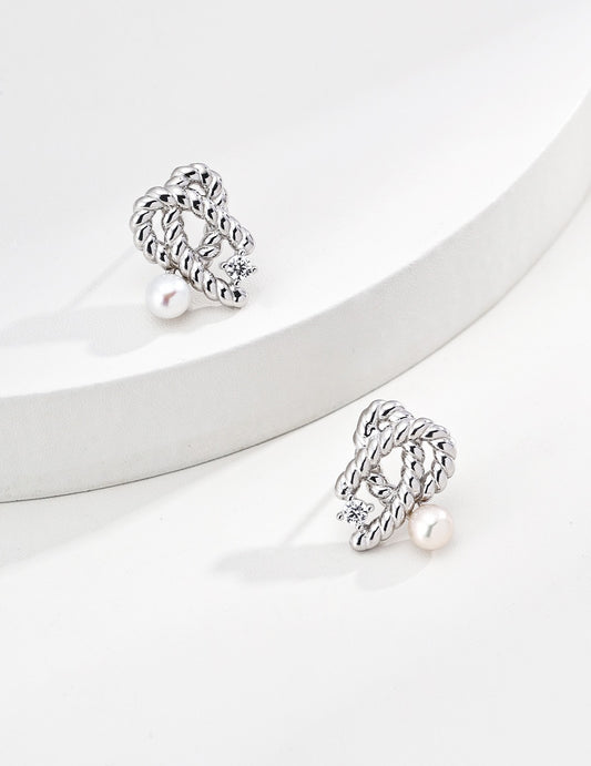 Argent Pearl Leaf Earrings — view 5