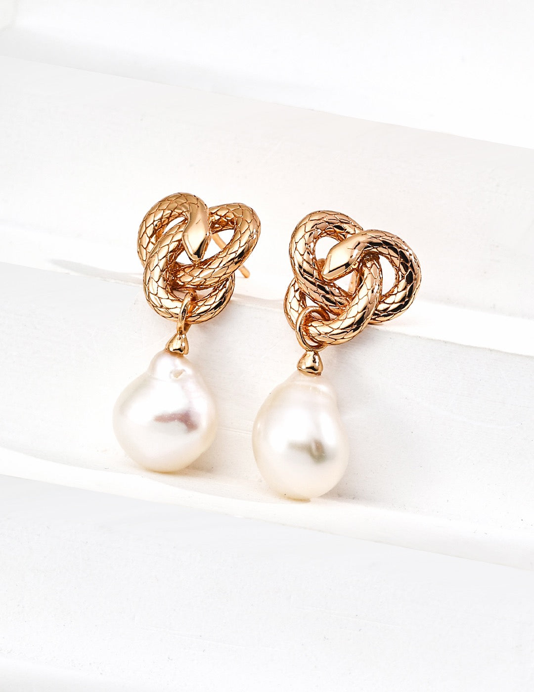 Serpentine Baroque Pearl Earrings — view 1