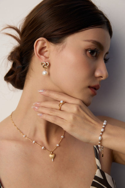 Serpentine Baroque Pearl Earrings — view 2