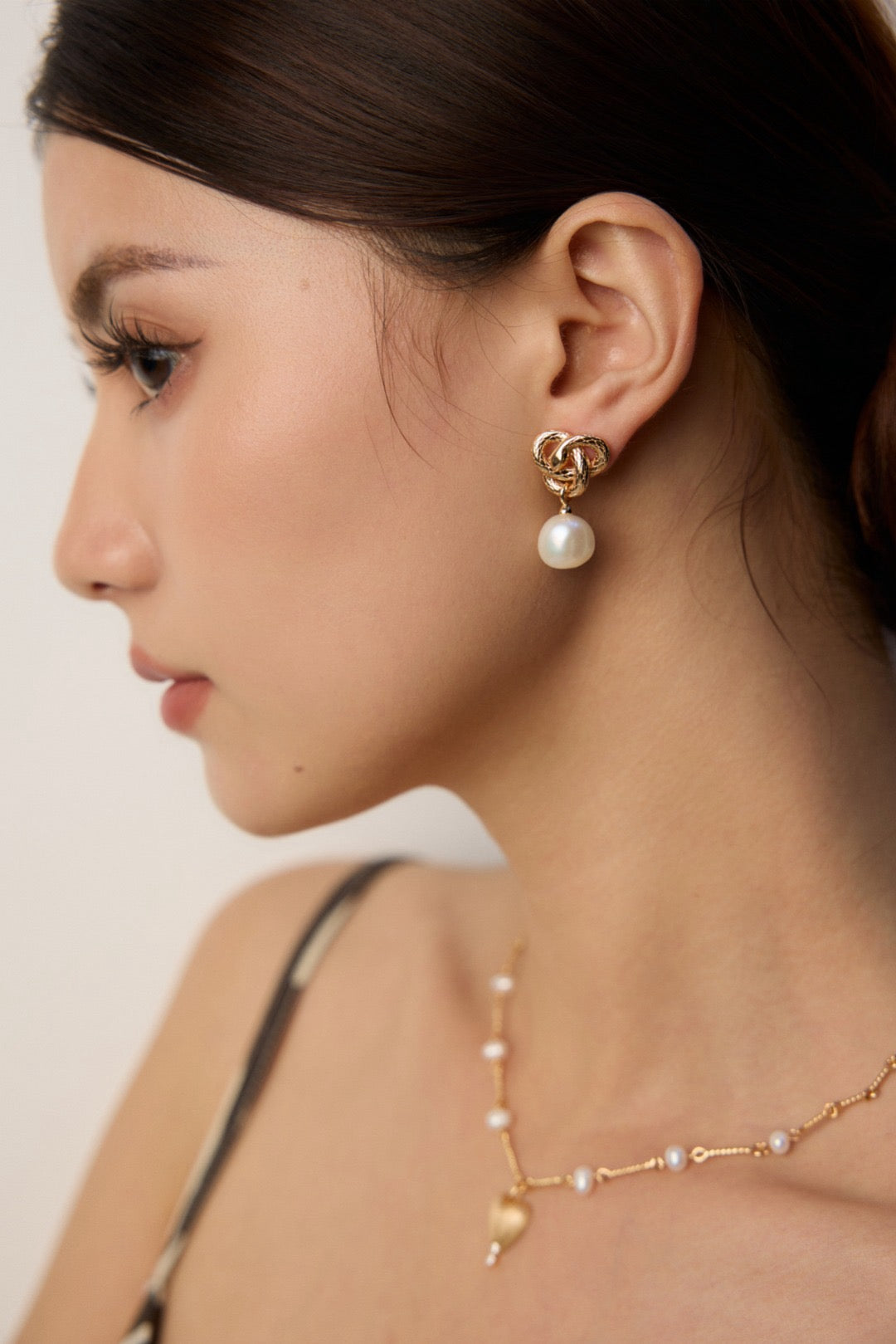 Serpentine Baroque Pearl Earrings — view 3