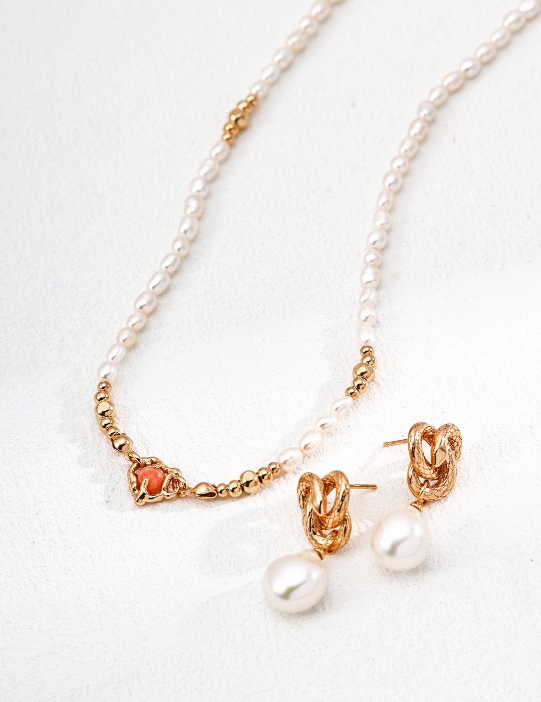 Serpentine Baroque Pearl Earrings — view 5