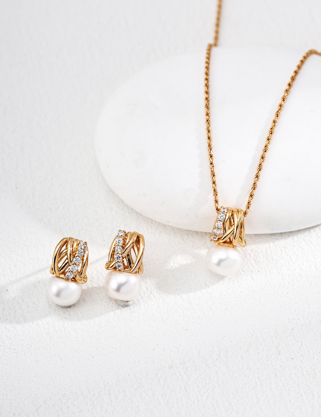 Astre Pearl & Crystal Necklace — view 2