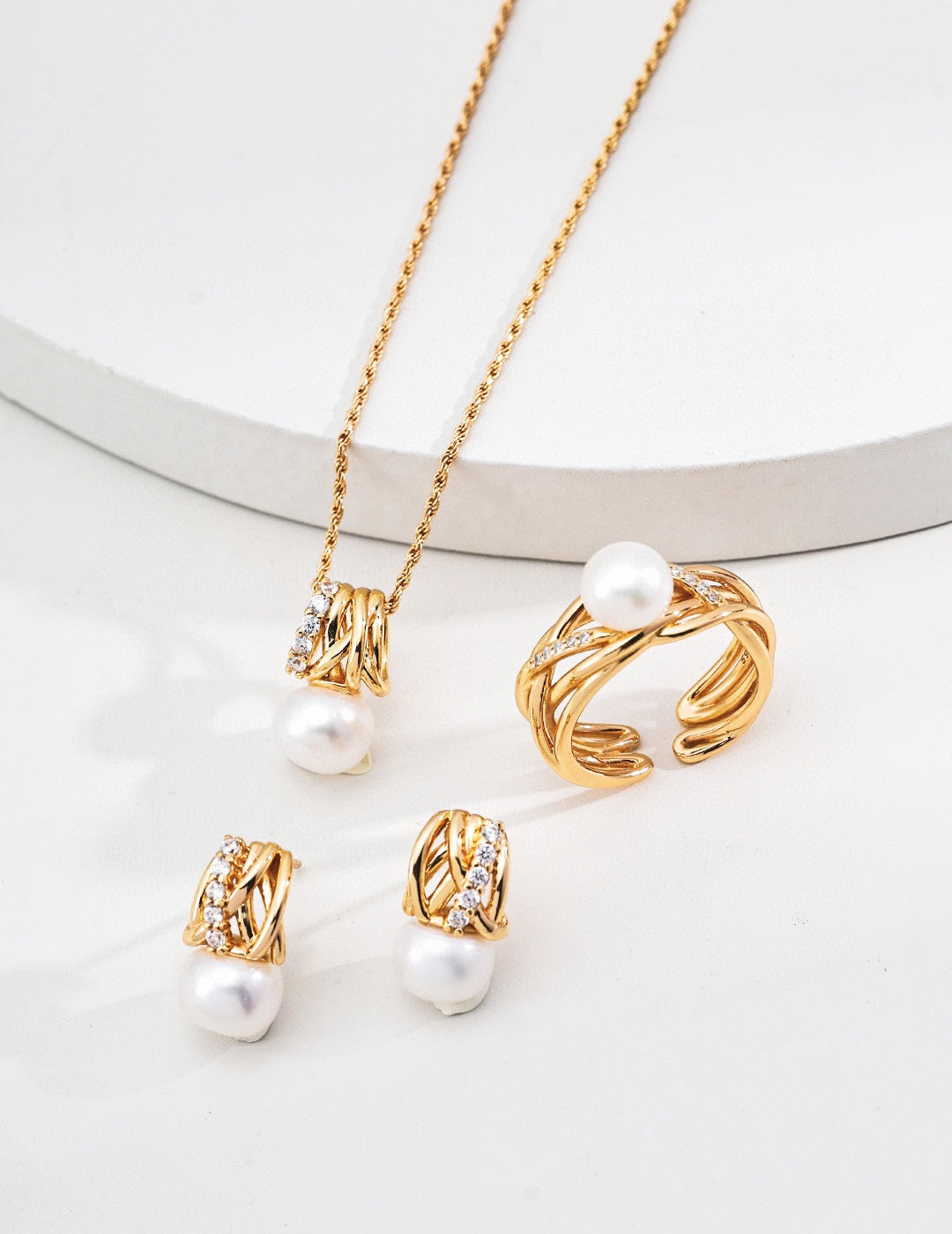 Astre Pearl & Crystal Necklace — view 4