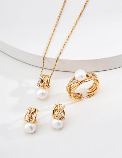 Astre Pearl & Crystal Necklace — view 4